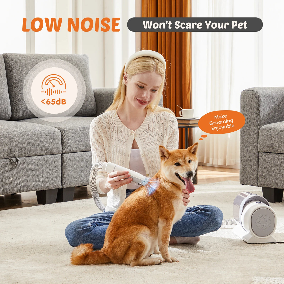 Professional Pet Grooming Vacuum Kit With Quiet Cordless Operation