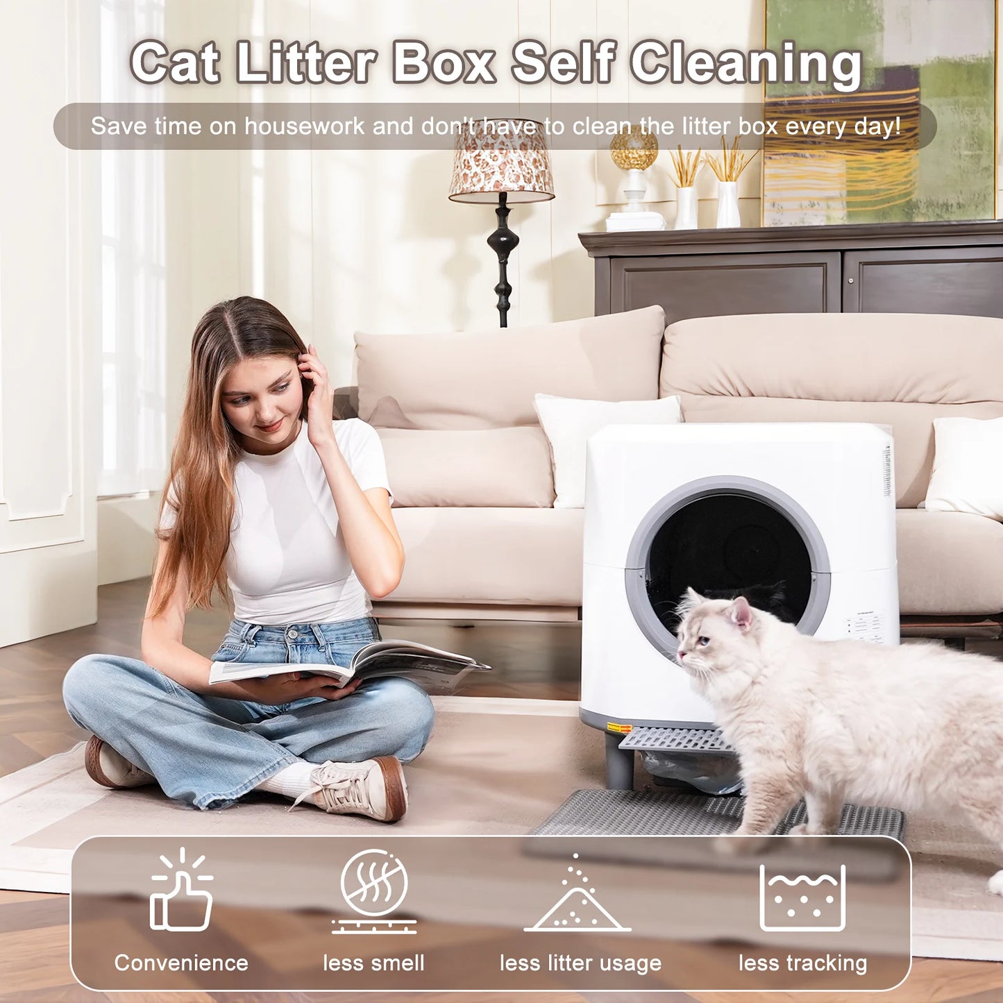 Ellenpent Automatic Self-Cleaning Litter Box With App Control