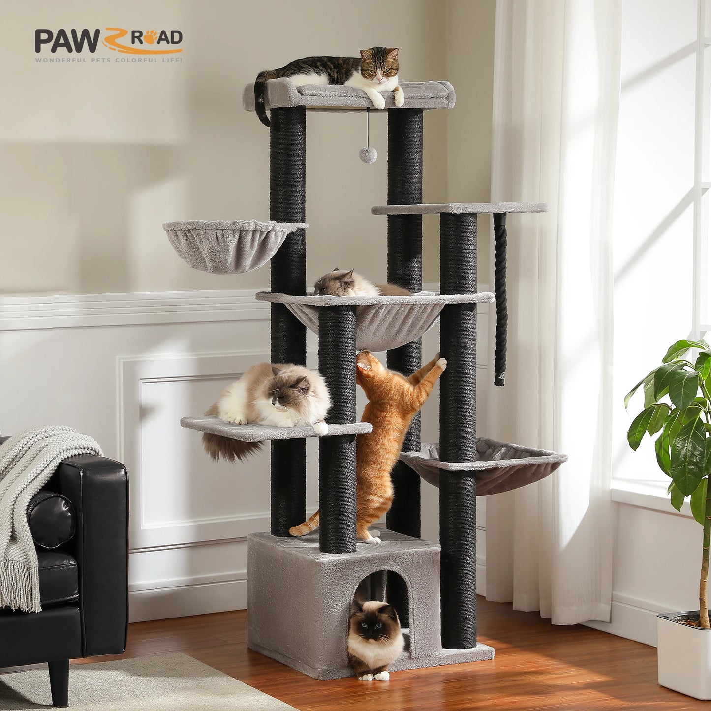 PAWZ Road Large Cat Tree With Five Levels And Hammock