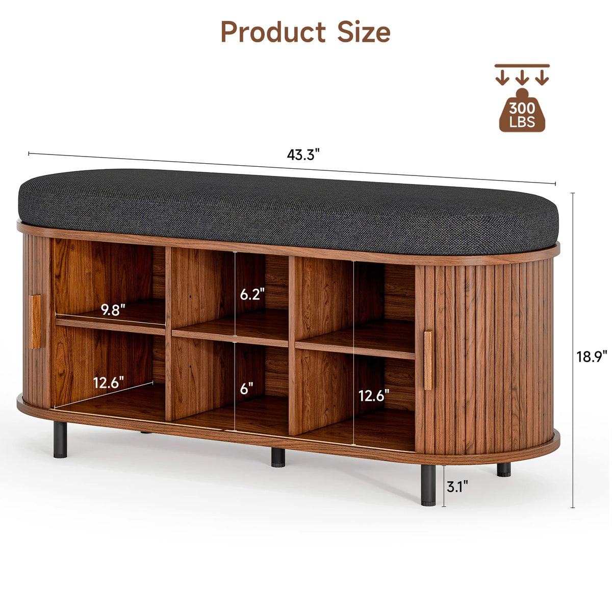Wooden Shoe Storage Bench Three Tier Organizer With Padded Seat