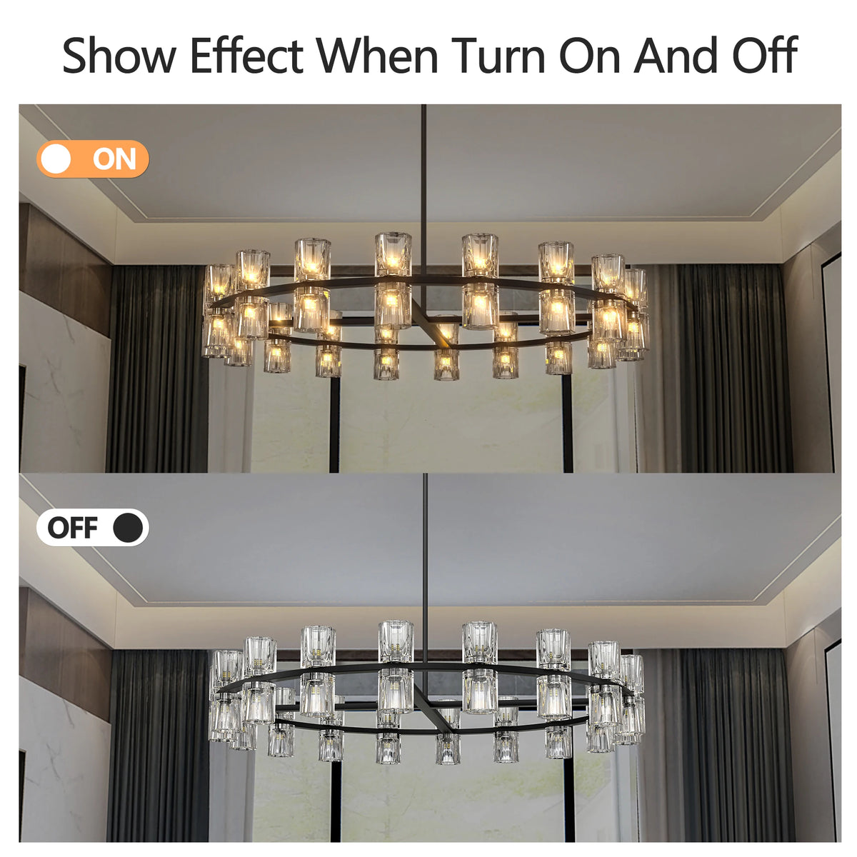 Zhikea Modern Led Crystal Pendant Ceiling Light Fixture