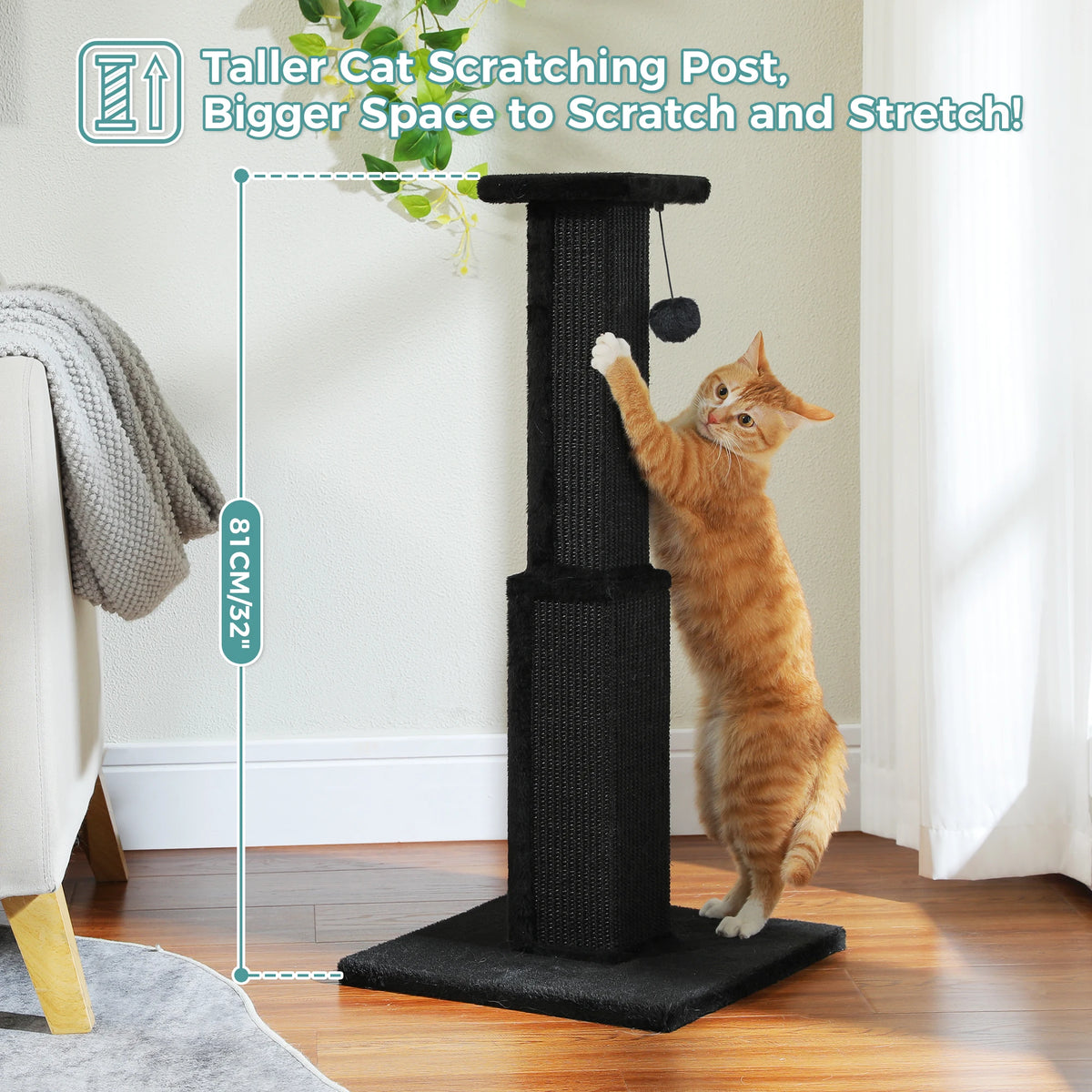 PAWZ Road Tall Cat Scratching Post With Sisal Ball
