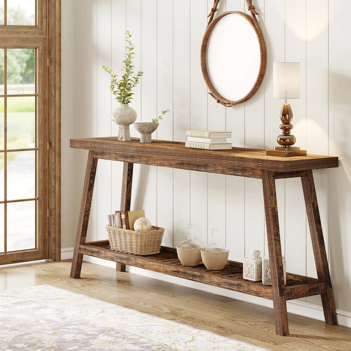 Tribesigns Wooden Console Table For Entryway With Storage