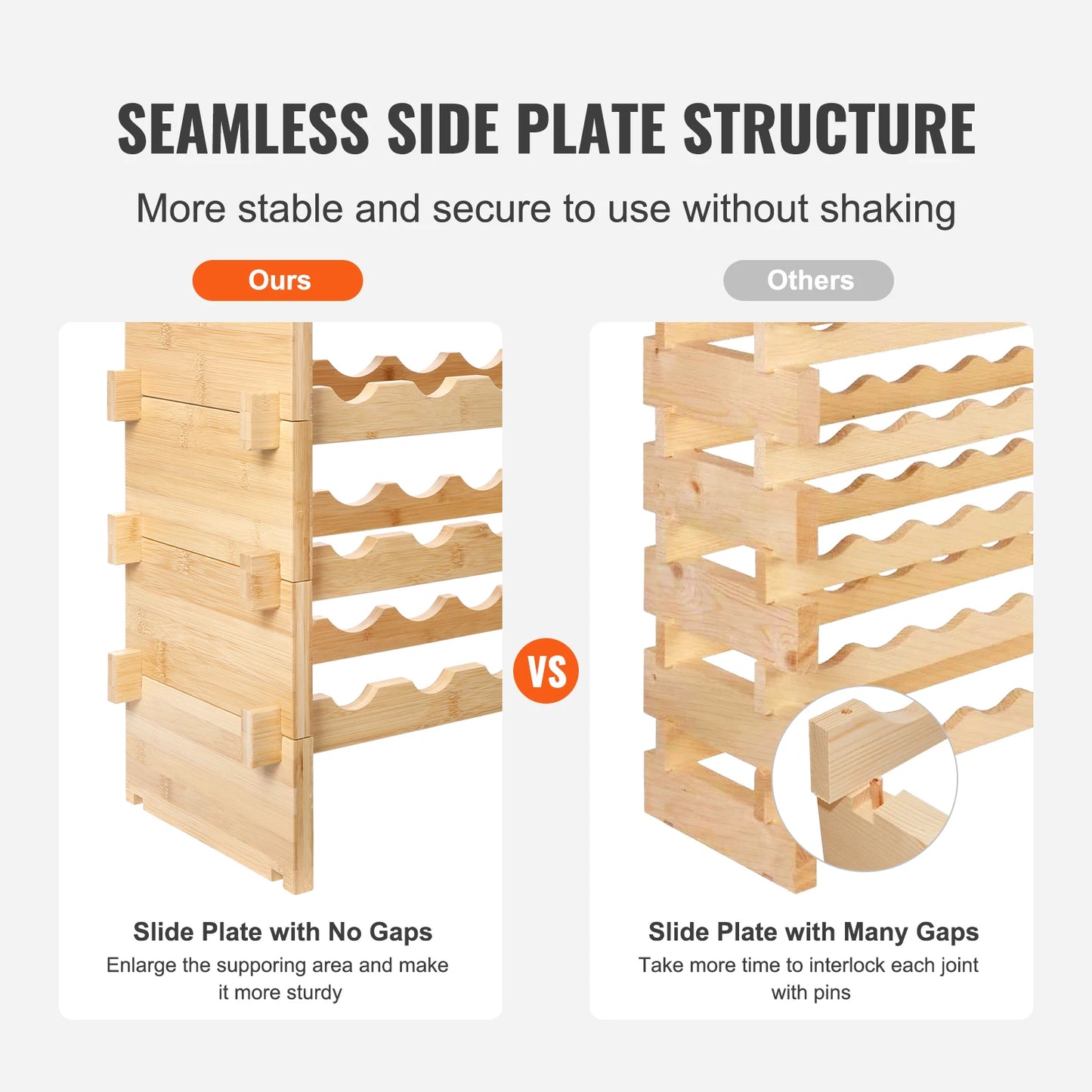SucceBuy 8Tier Stackable Bamboo Wine Storage Rack