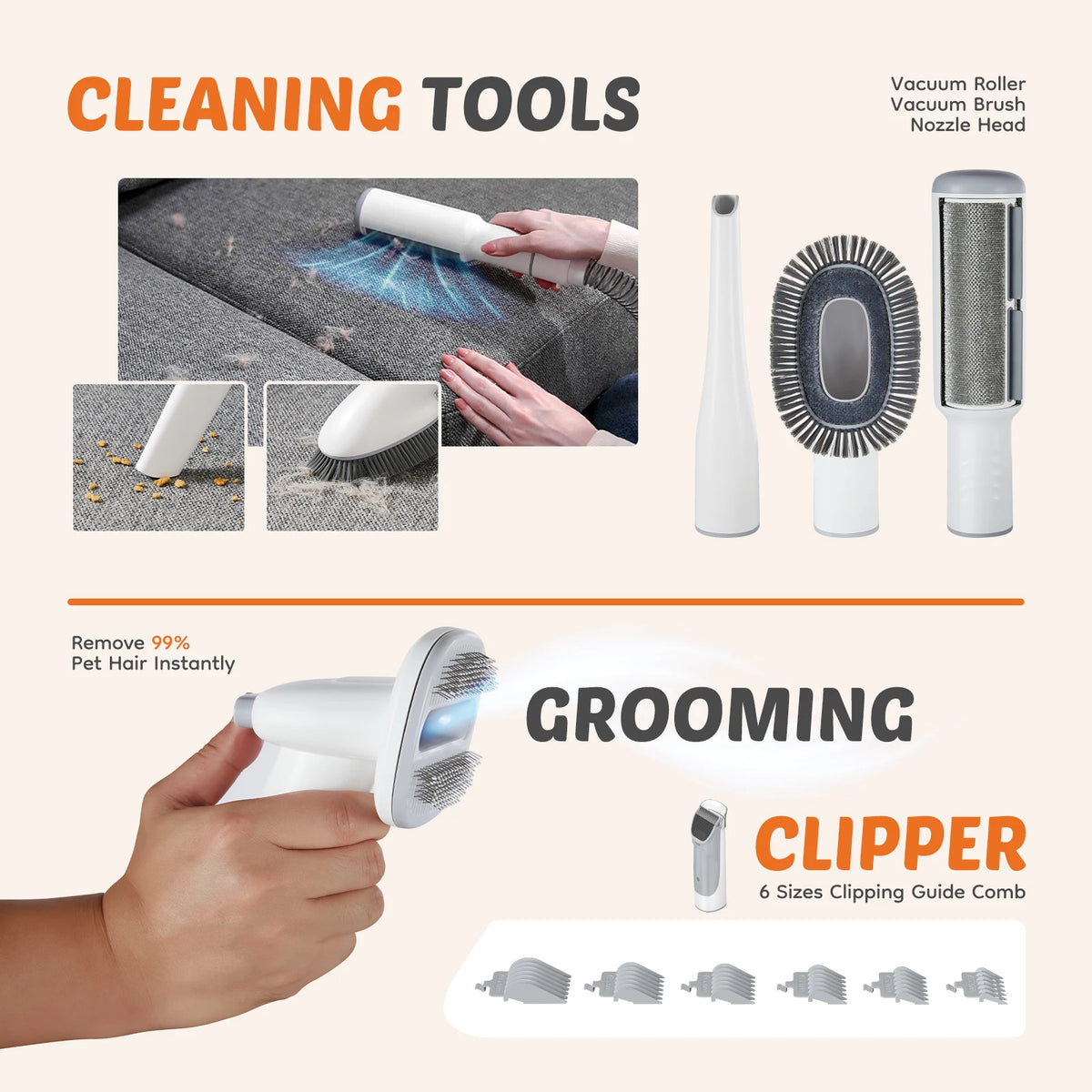 Professional Pet Grooming Vacuum Kit With Quiet Cordless Operation