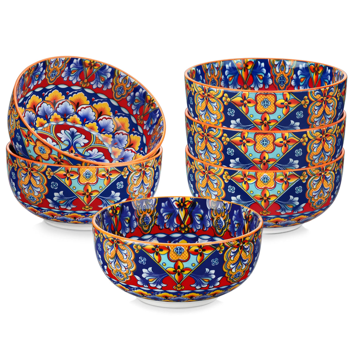 Malacasa Bohemian Floral Ceramic Cereal Bowl Set For Home