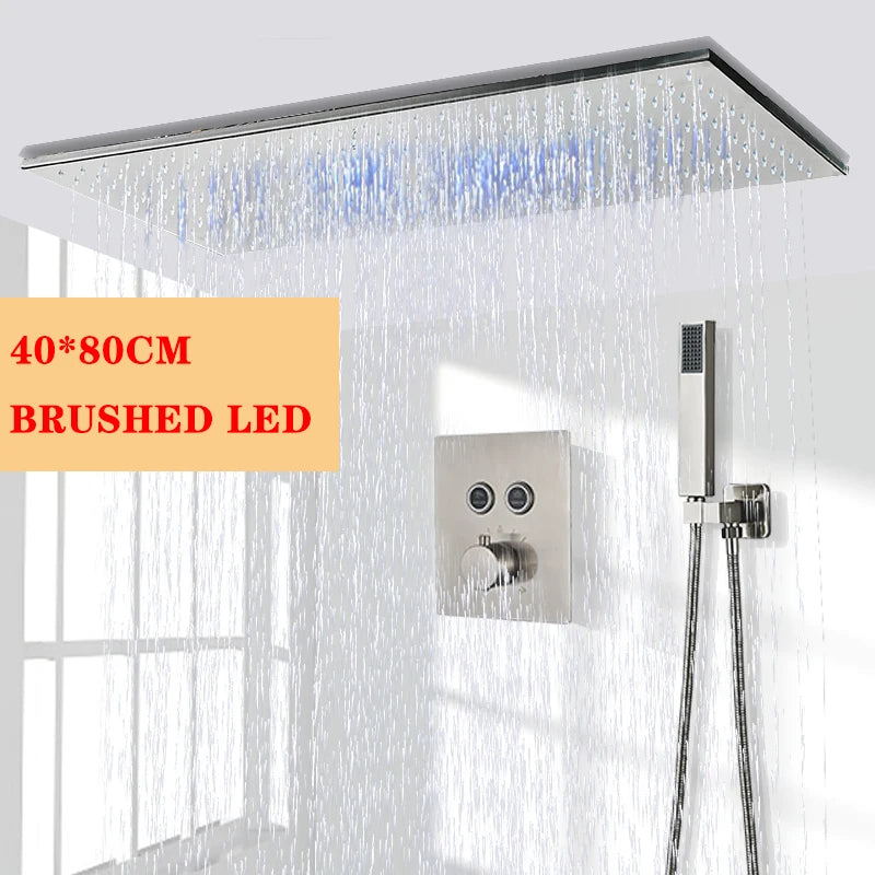 Wanmivezlo Brass LED Rain Shower Head Powered By Water Flow