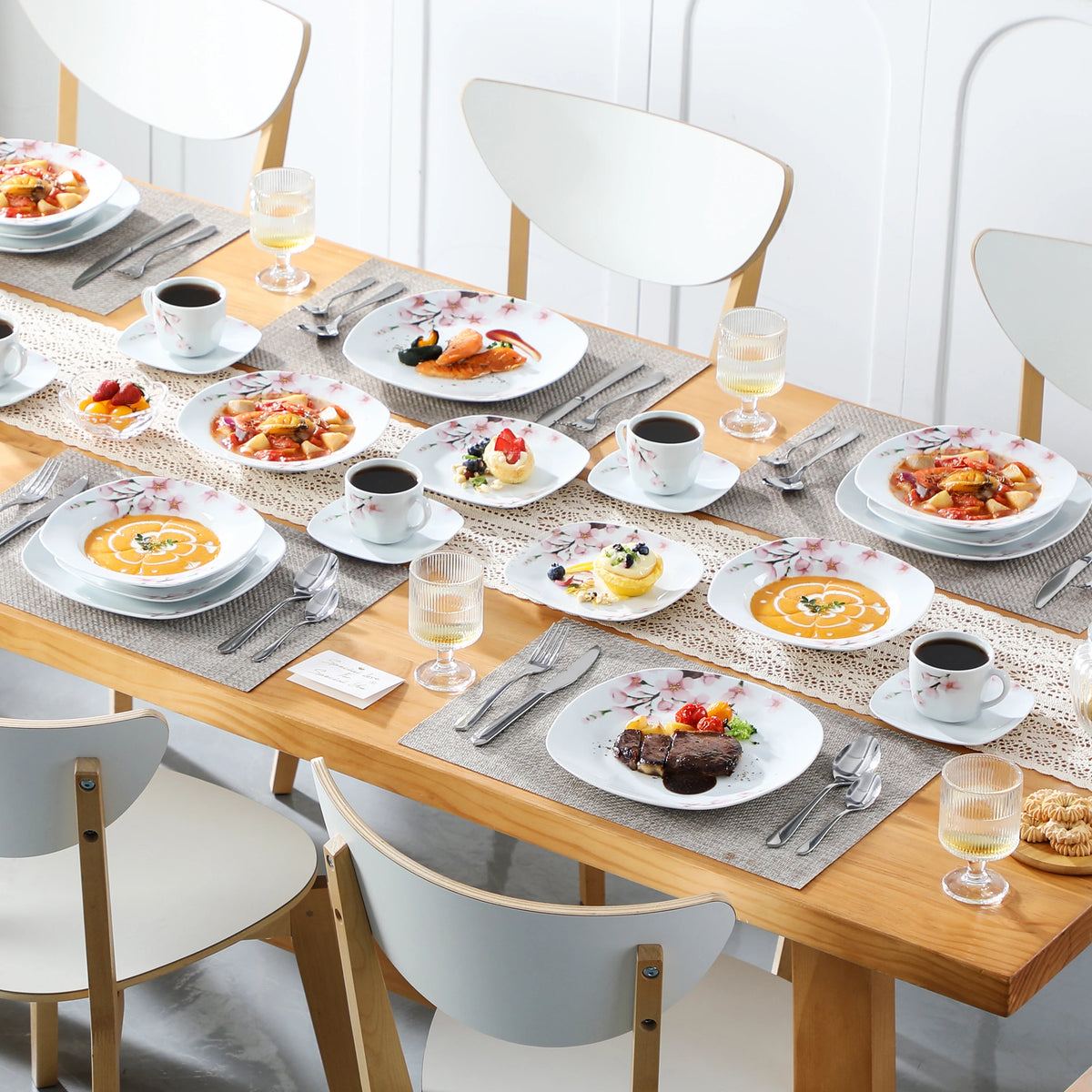 Malacasa 30 Piece Porcelain Dinnerware Set With Floral Design