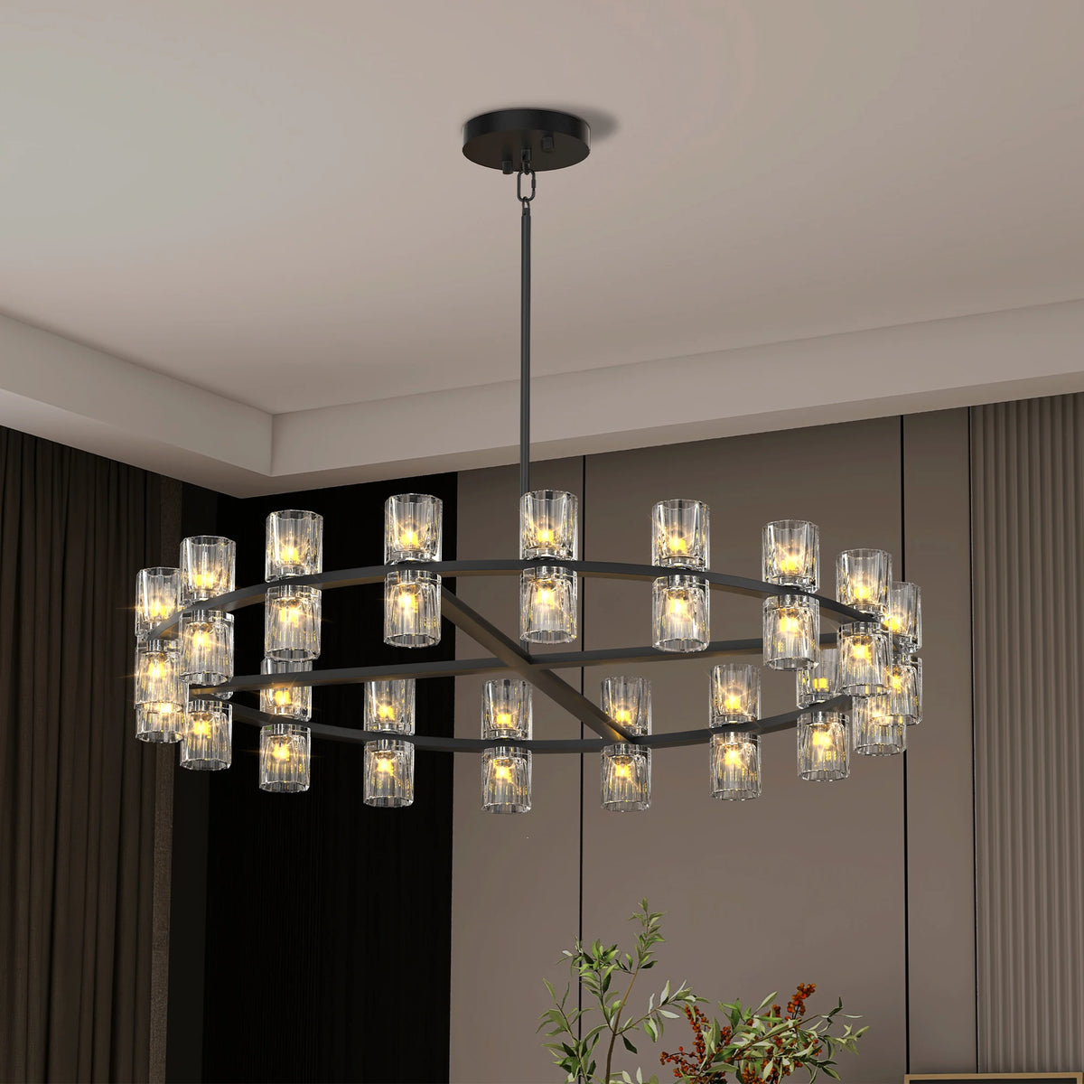 Zhikea Modern Led Crystal Pendant Ceiling Light Fixture