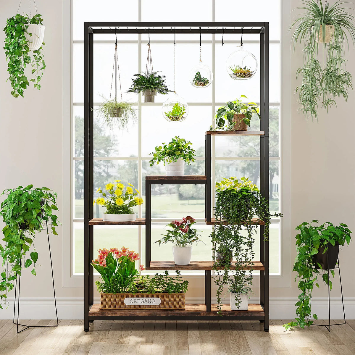 Tribesigns Five Tier Indoor Plant Stand With Storage Shelf Unit