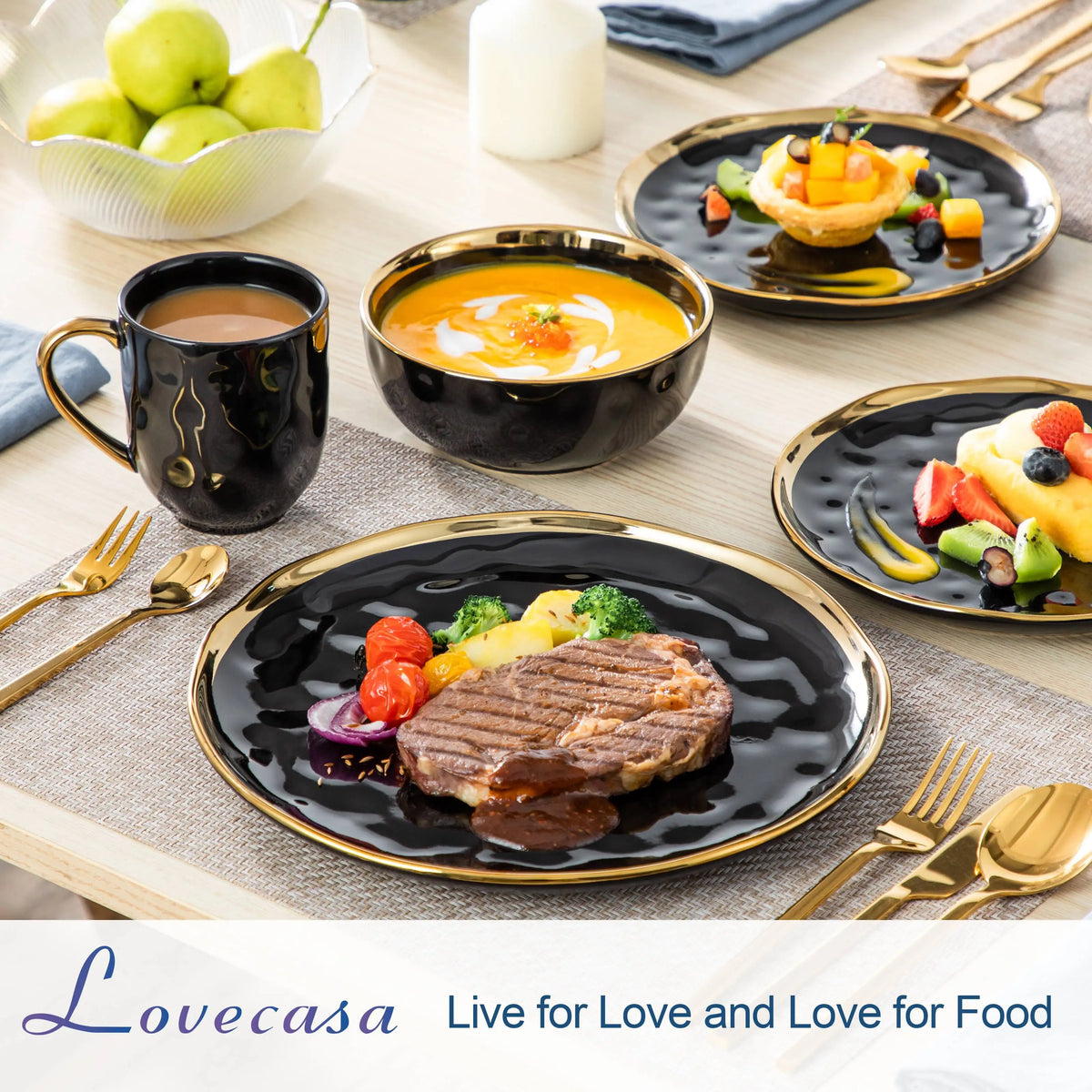 Malacasa Premium Ceramic Dinnerware Set With Bowls And Dining Plates