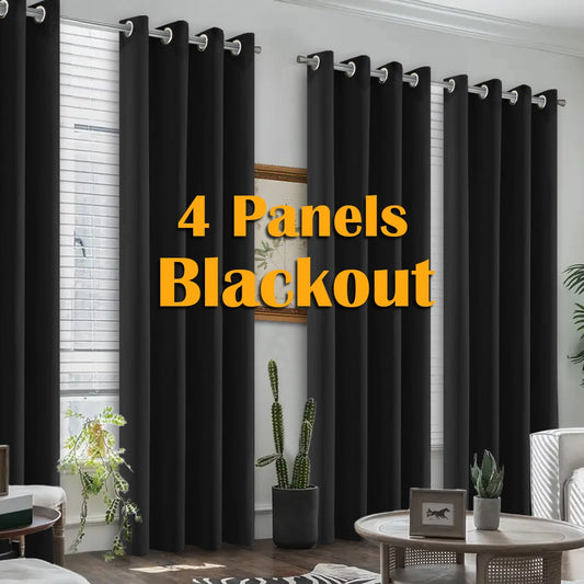 4 Pack Blackout Curtains Heat Insulated Noise Reduction