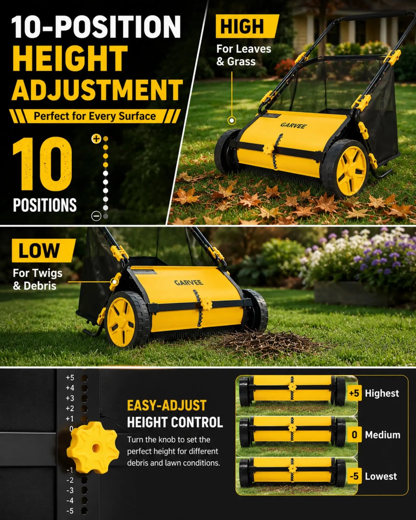 HiMISS Lawn Sweeper Manual Push Yard Leaf Grass Collector