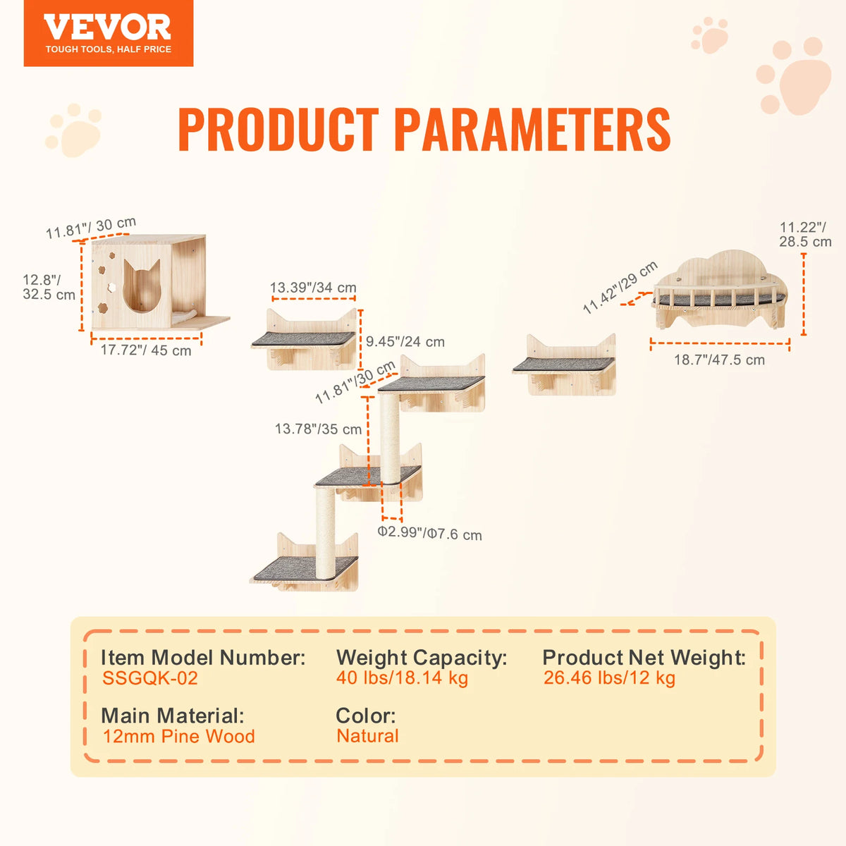 SucceBuy Wall Mounted Cat Shelves With Perches And Hammocks