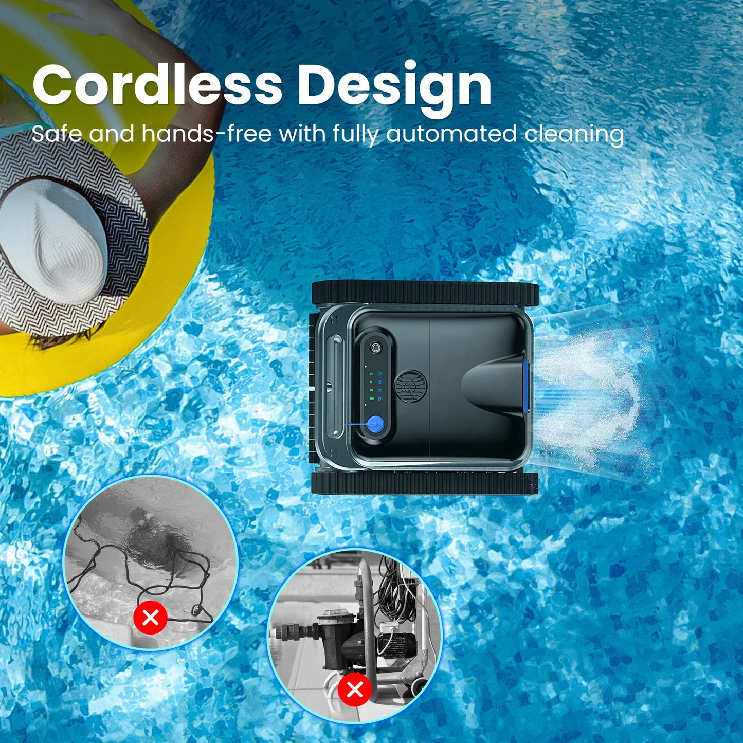 Inse Y50 Cordless Robotic Pool Cleaner For Above Ground Pools