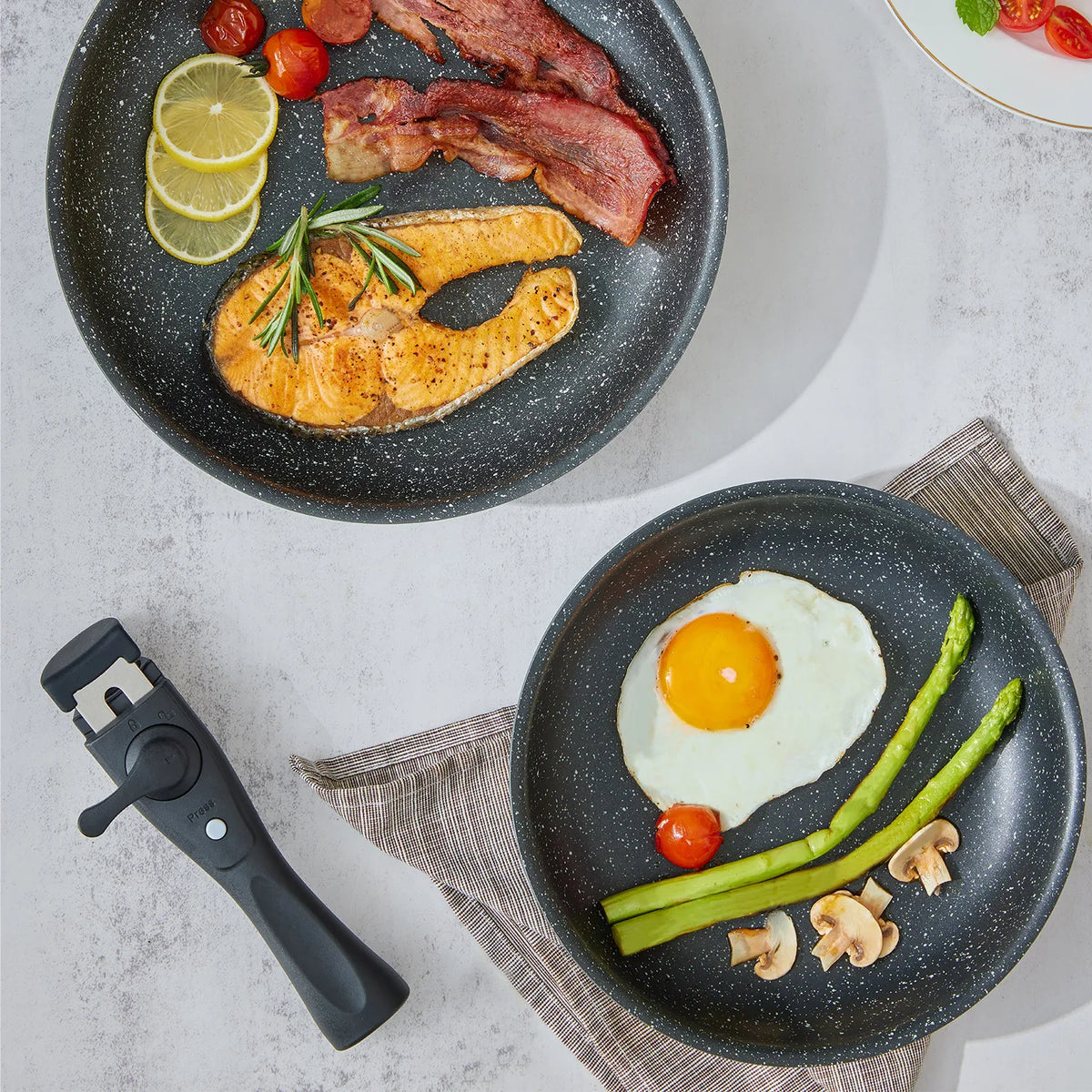 Nonstick Aluminum Cookware Set With Removable Handles For All Cooktops