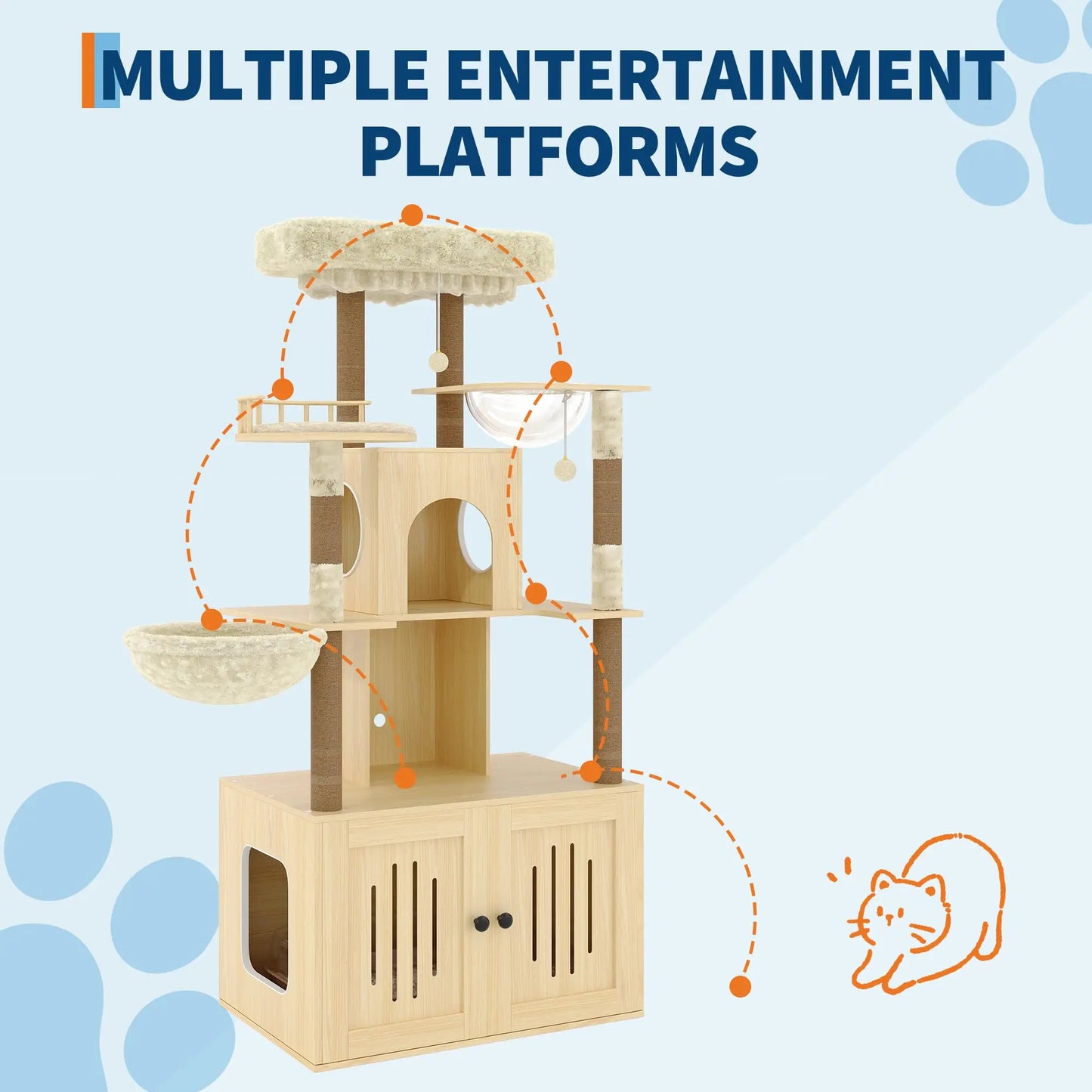 Studyset Multi Level Cat Tree With Litter Box Enclosure