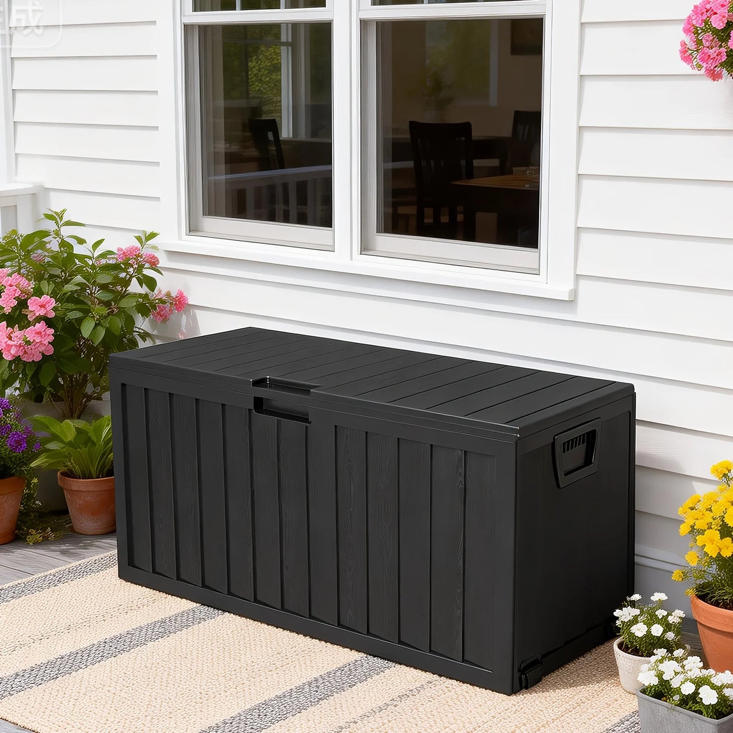 Outdoor Resin Storage Box With Locking Lid For Deck