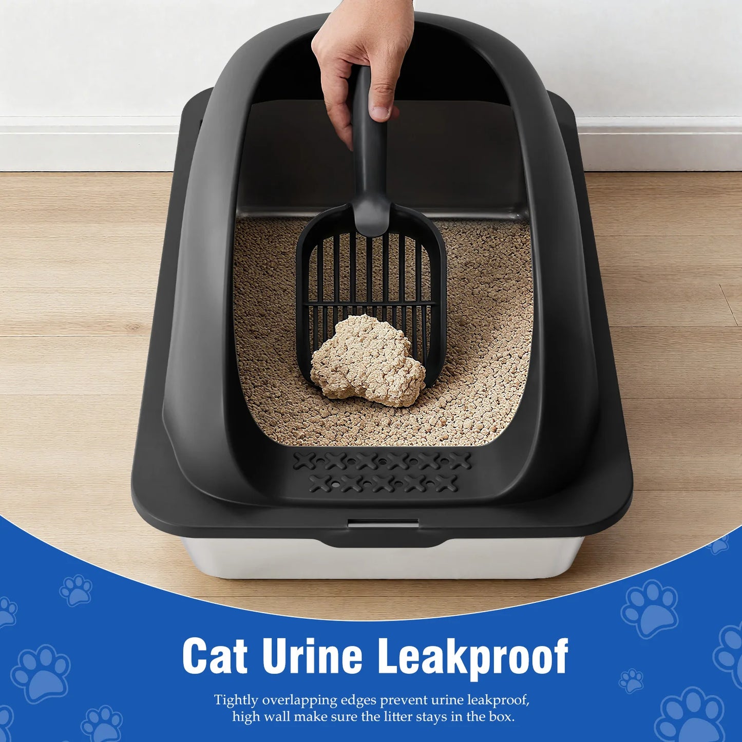 Stainless Steel Cat Litter Box With Lid For Large Cats Scoop Included