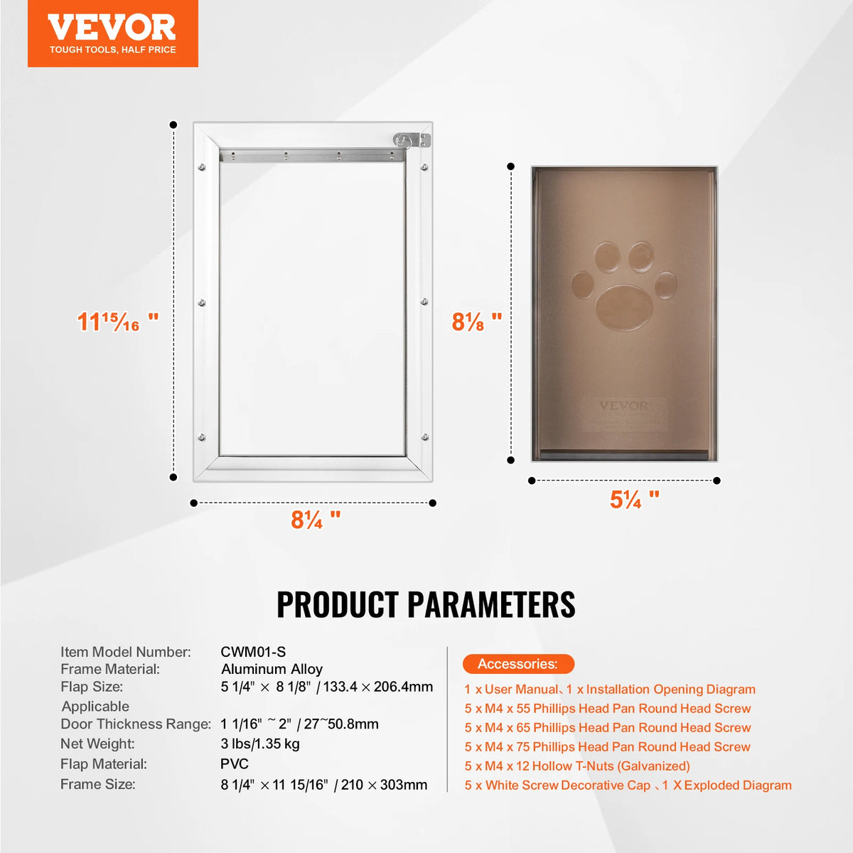 SucceBuy Aluminum Pet Door With Lock And Weatherproof Flap