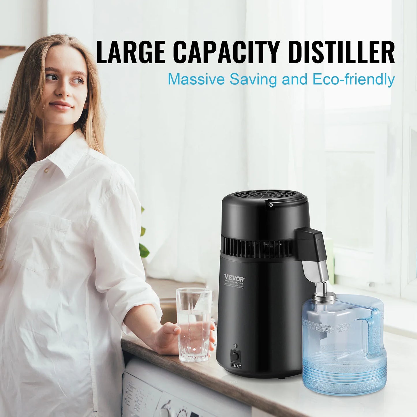 SucceBuy Countertop Stainless Steel Water Distiller With Purifier