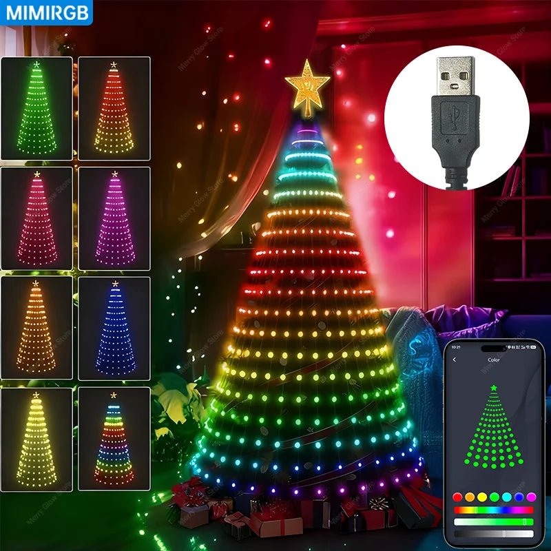 MIMIRGB Smart Bluetooth Christmas Tree Lights With Music Sync