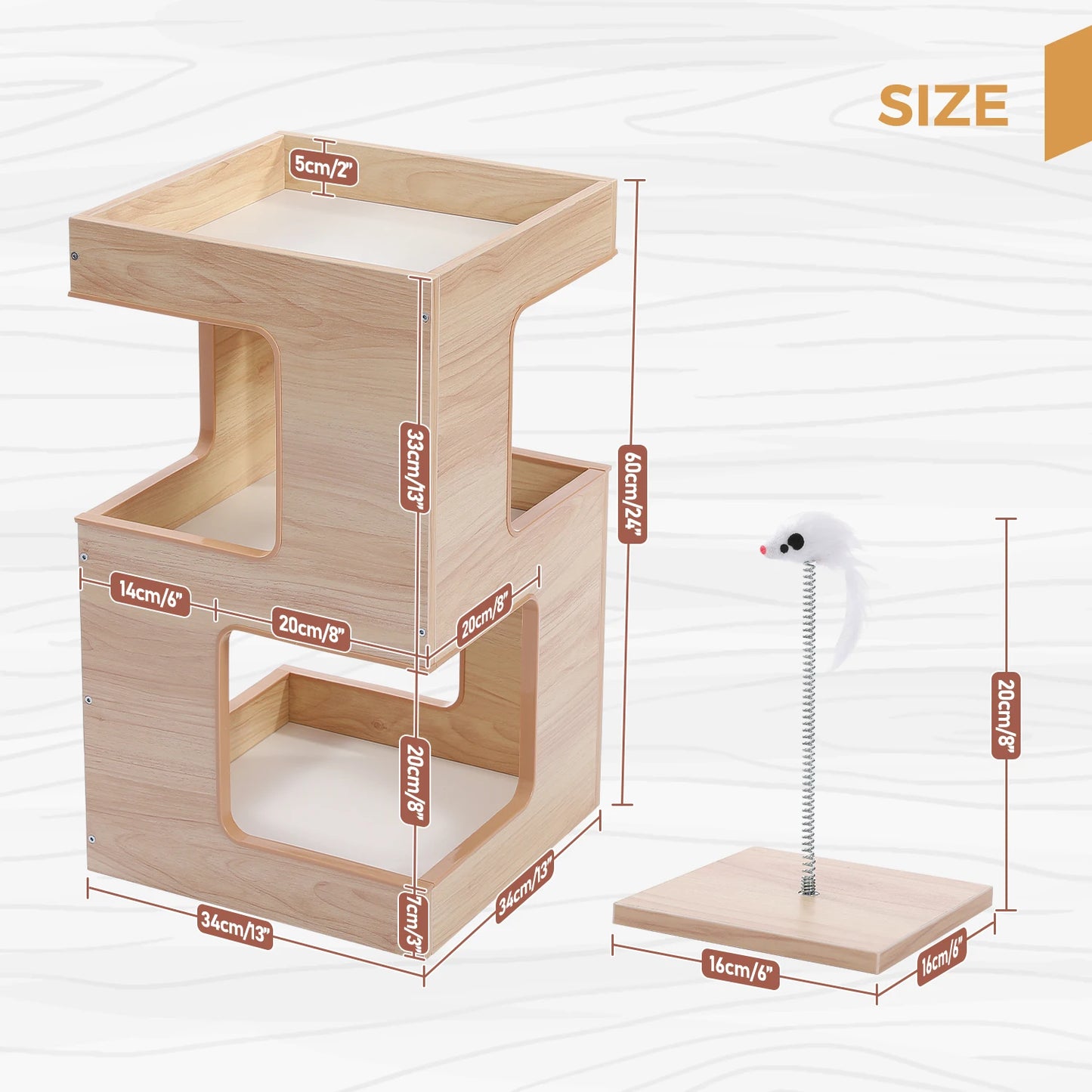 PAWZ Road Wood Cat Condo With Removable Soft Mats Kit