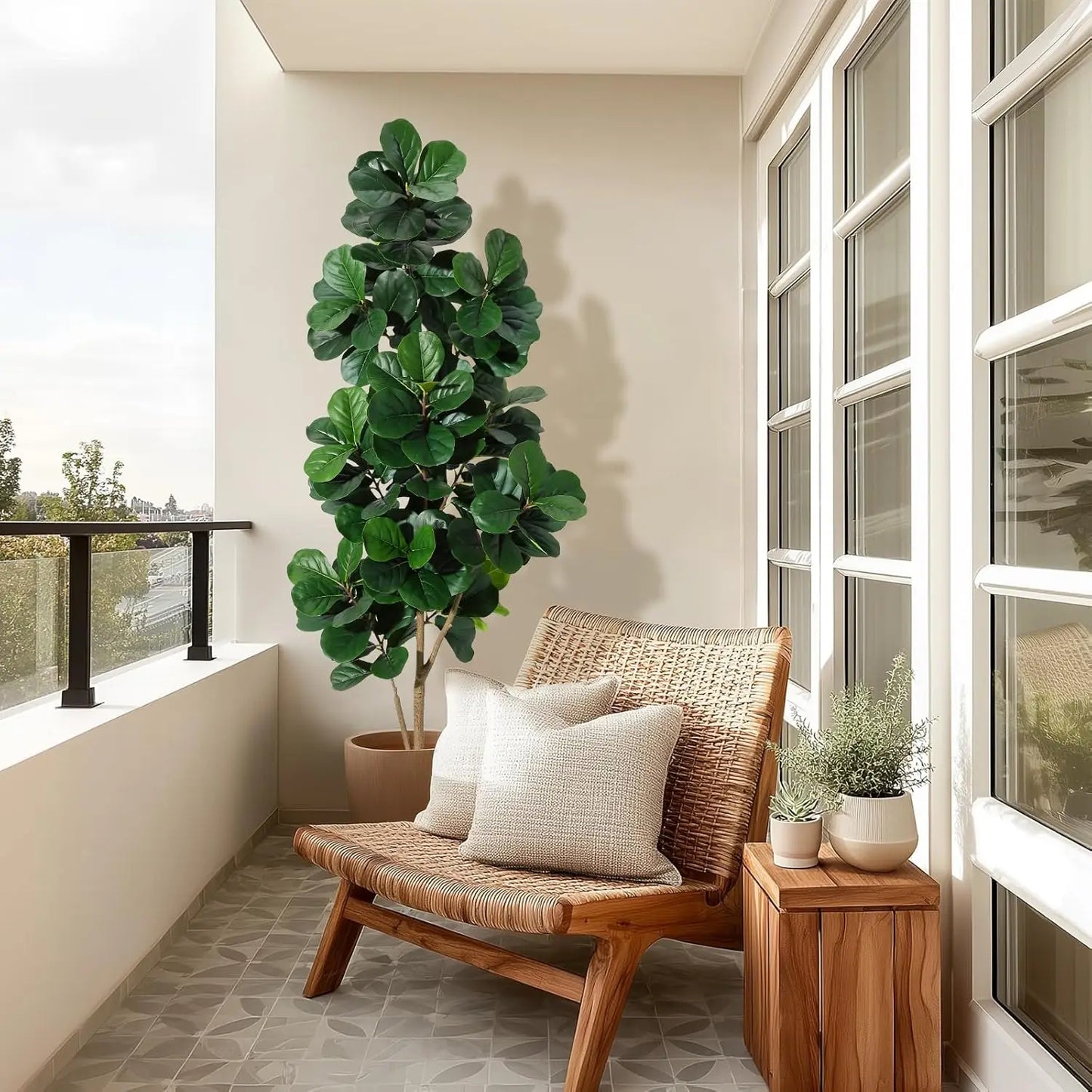 HiMISS Artificial Fiddle Leaf Fig Tree Realistic Leaves Planter Pot