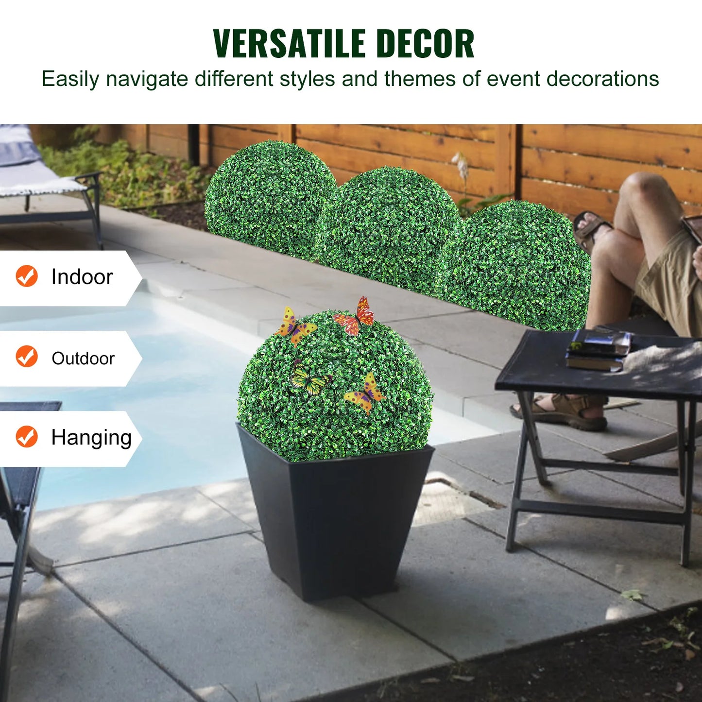 Artificial Boxwood Topiary Balls With Led Lights For Garden Decor