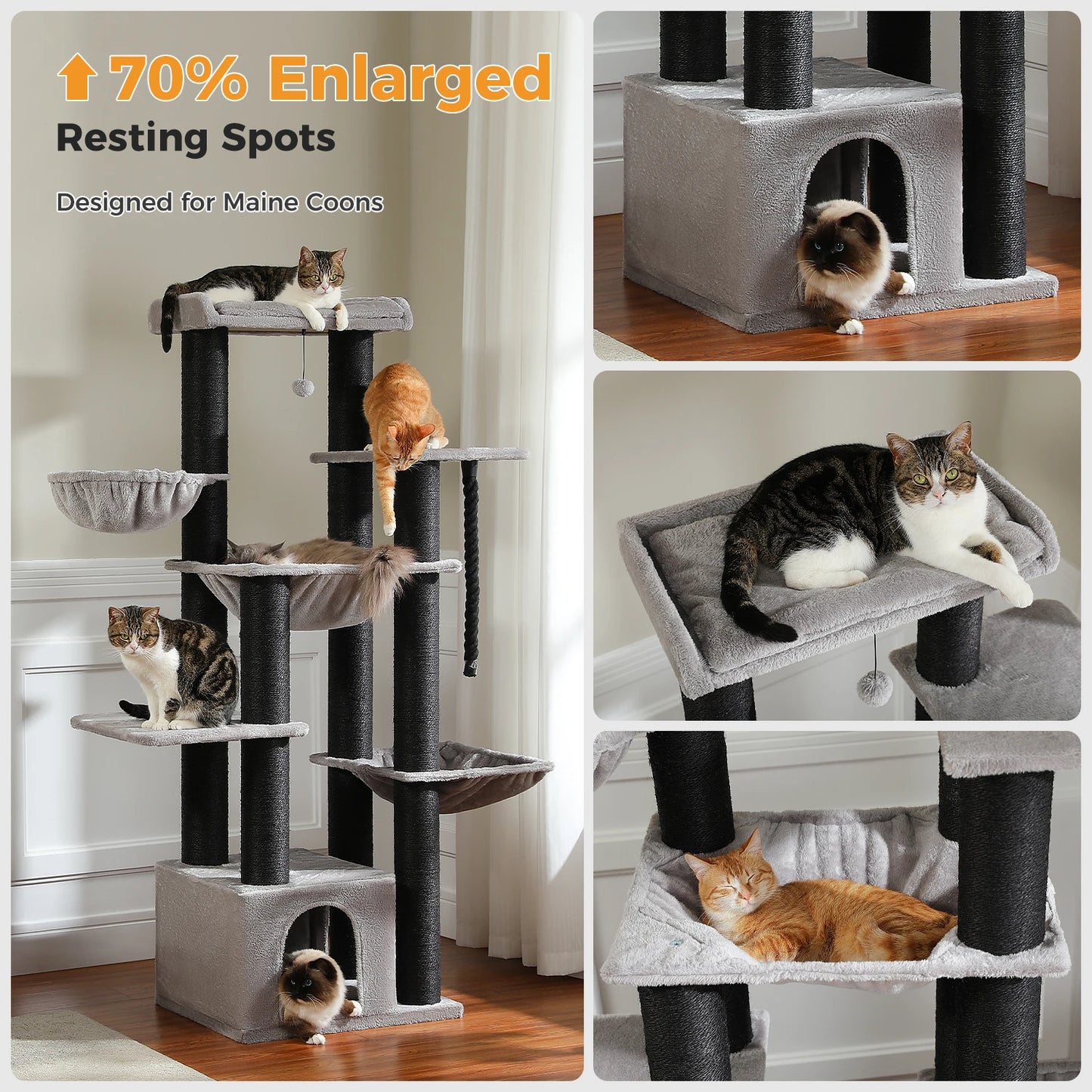 PAWZ Road Large Cat Tree With Five Levels And Hammock
