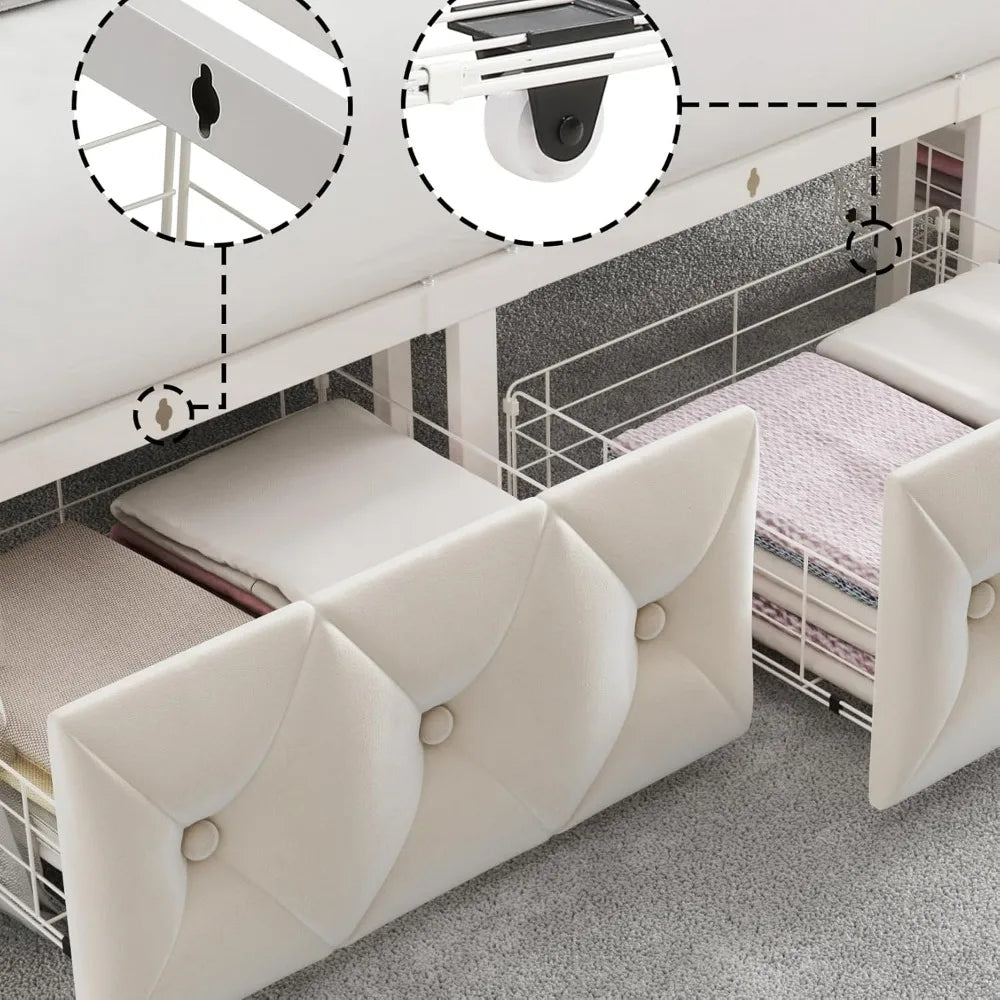 XMSJ Canopy Bed Frame With Storage Drawers And Metal Platform