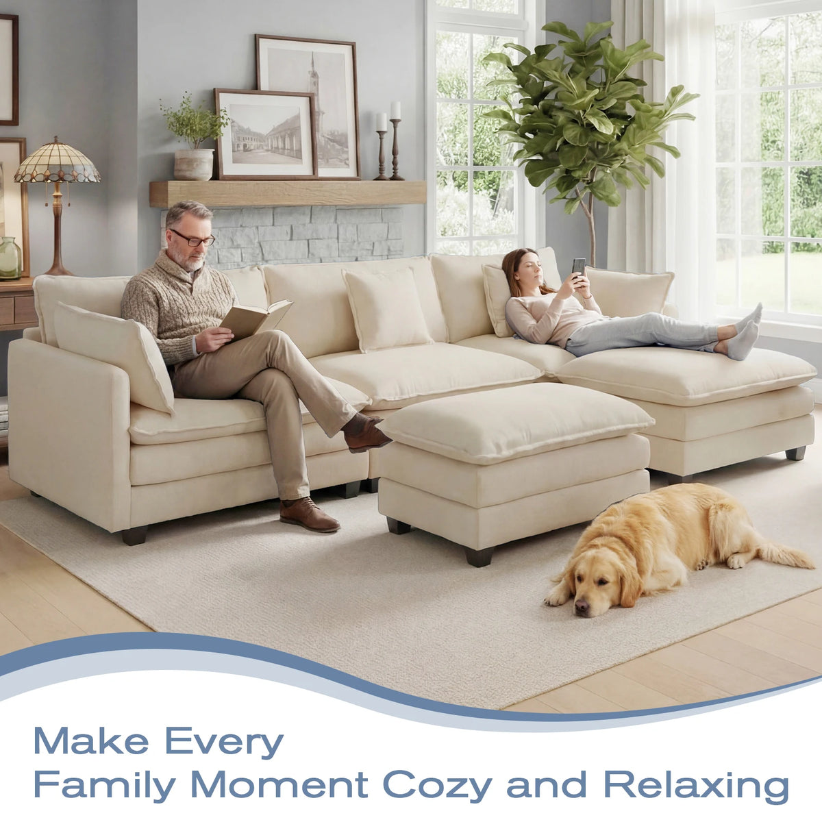 Redlife Modular Sectional Sofa With Ottoman For Living Room