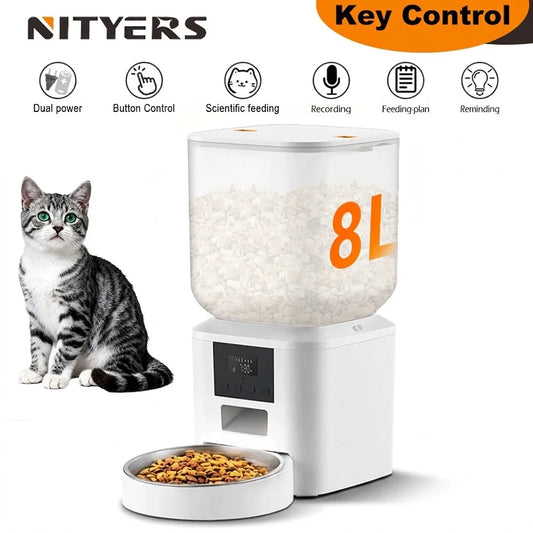 Nityers Automatic Cat Feeder With Key Control And Voice Recorder