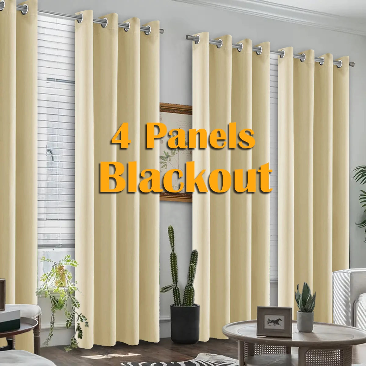 4 Pack Blackout Curtains Heat Insulated Noise Reduction