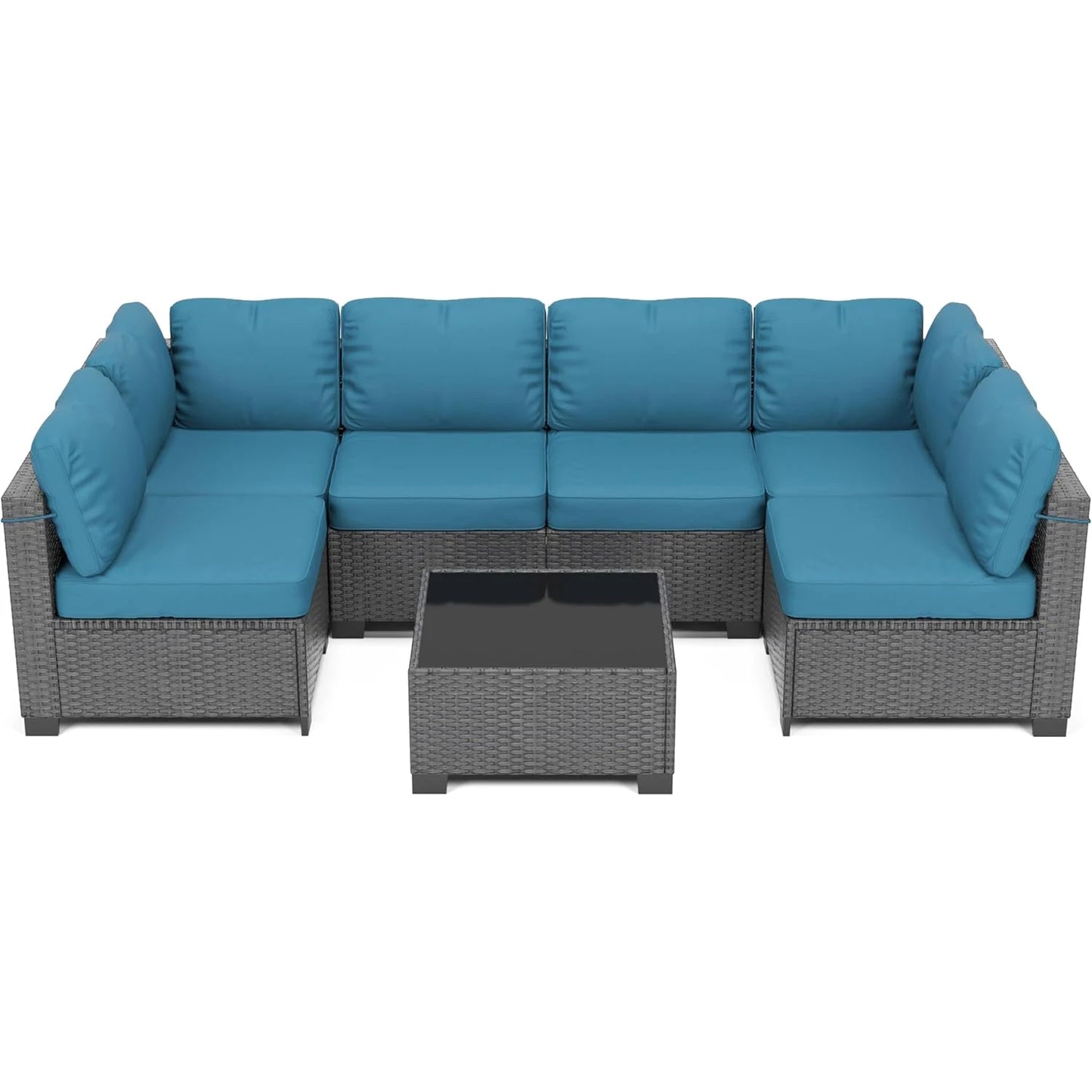 HobbyLane 7-Piece Modular Outdoor Furniture Set PE Rattan Wicker Balcony