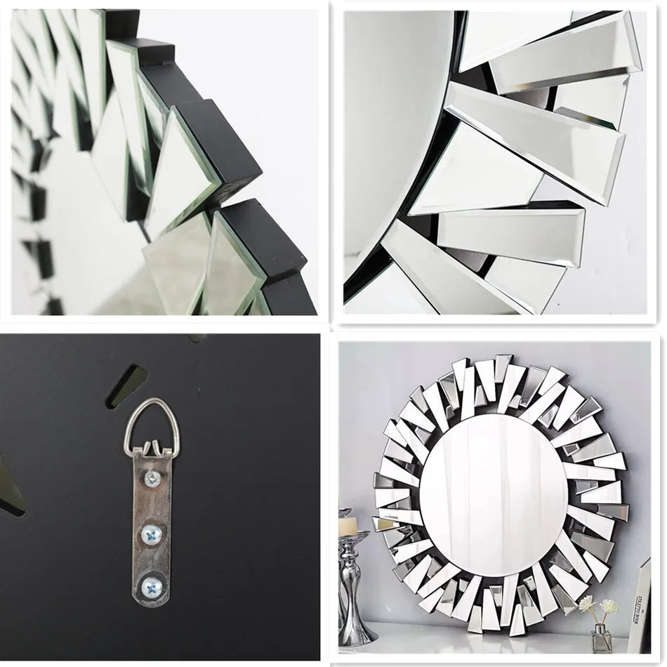 Luvodi Round Wall Mirror With Decorative Starburst Frame