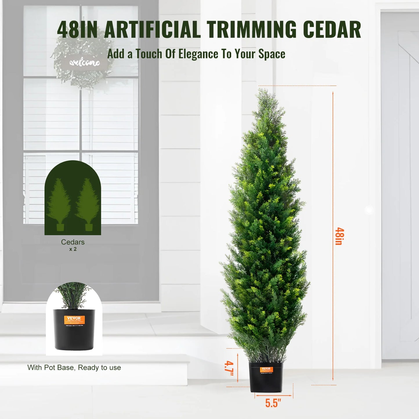 SucceBuy Artificial Cedar Topiary Tree For Home Garden Decor