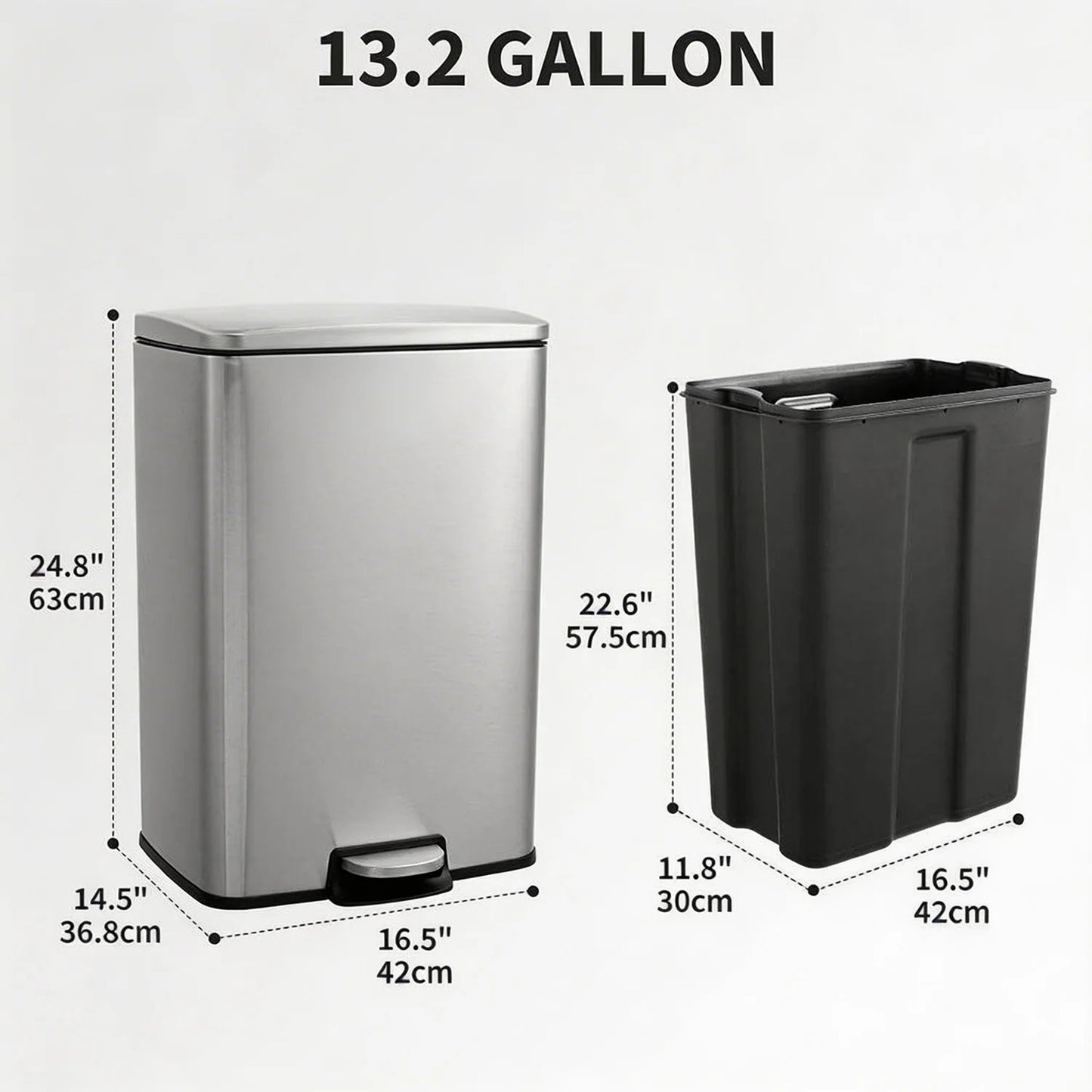 HiMISS Stainless Steel Pedal Trash Bin With Fingerprint Proof Finish