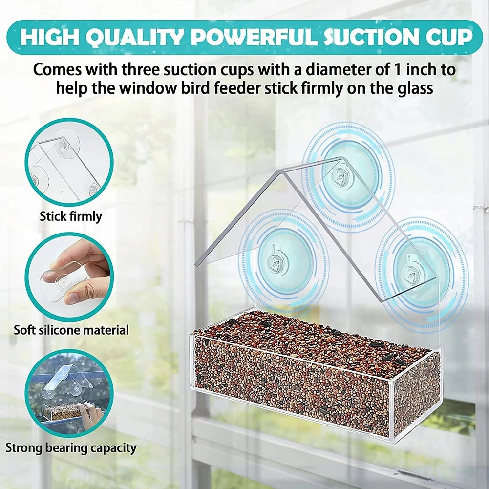 Window Bird Feeder With Strong Suction Cups For Wild Birds