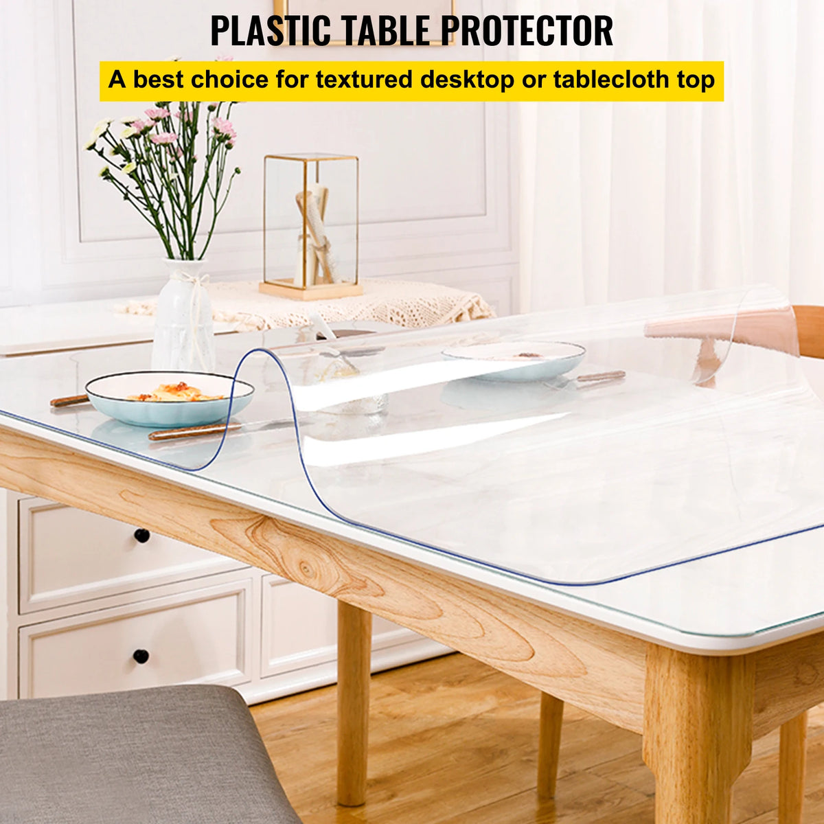 SucceBuy Transparent PVC Table Cover Protector Waterproof Oilproof