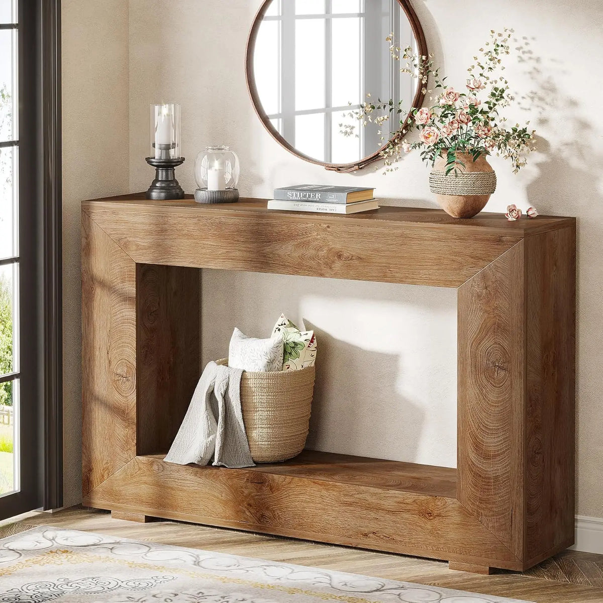 Tribesigns Industrial Farmhouse Console Table With Storage