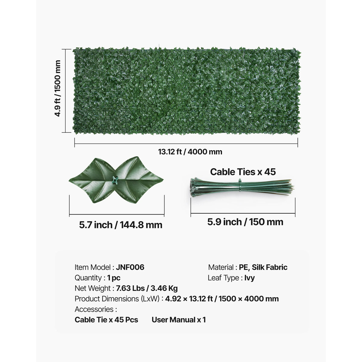 VEVOR Artificial Ivy Privacy Screen For Outdoor Garden Decor