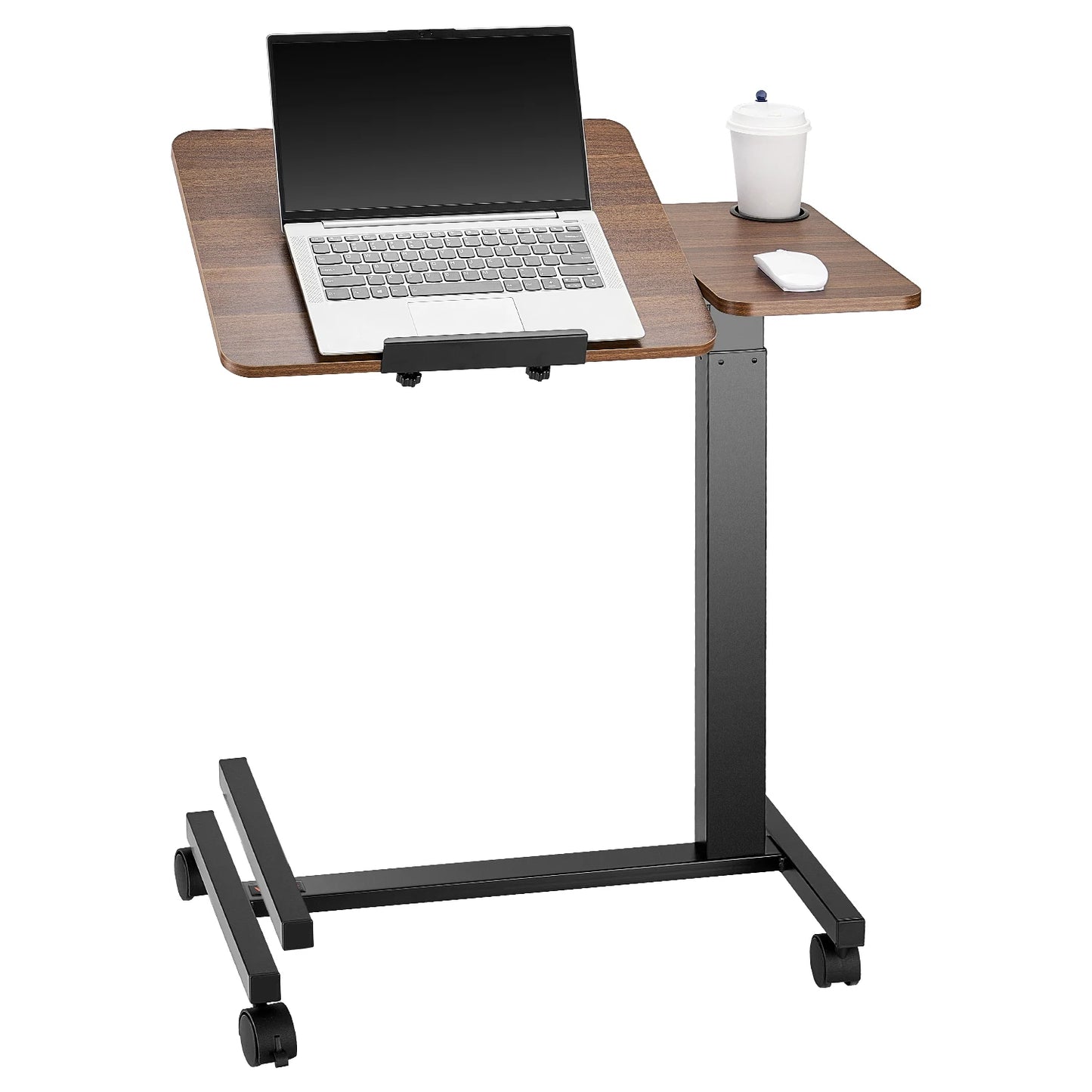 SucceBuy Overbed Table With Swivel Casters Height Adjustable Laptop Desk