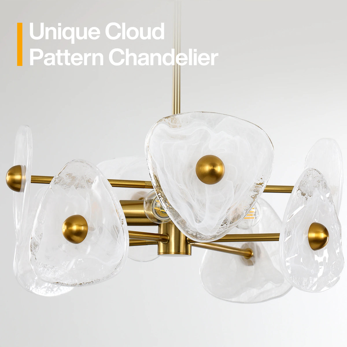 Modern Gold Four Light Glass Chandelier For Dining Room