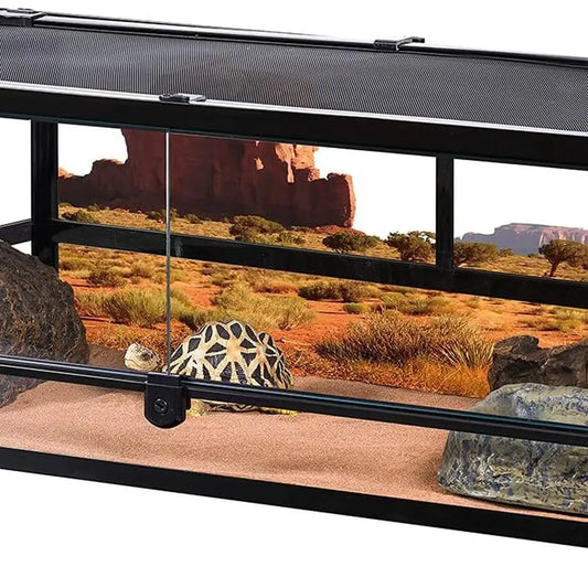 Front-Opening Glass Terrarium With Ventilated Top For Reptiles