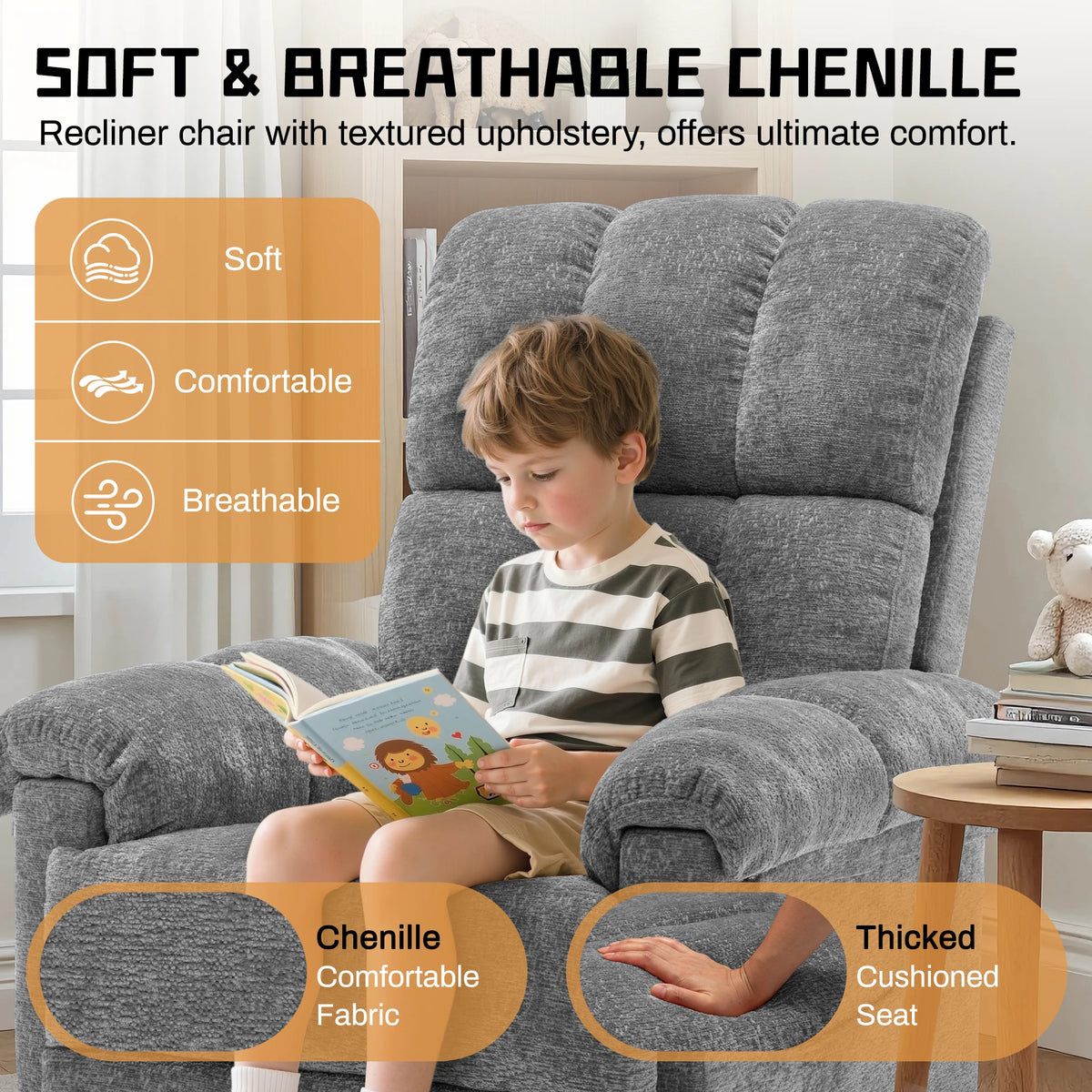 Korser Swivel Rocker Recliner Chair With Convenient Side Storage Pockets