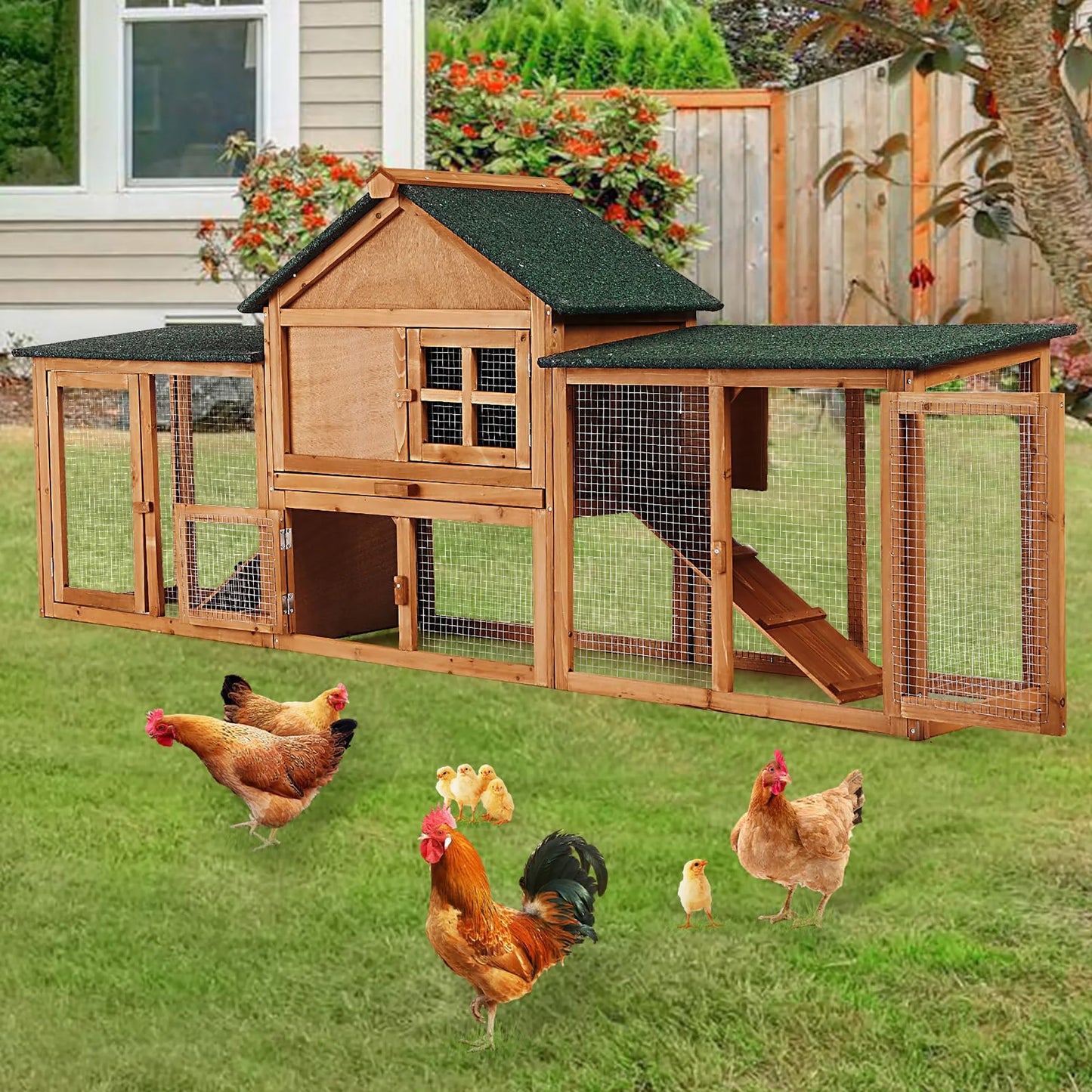 DishyKooker 2-Story Rabbit Hutch Outdoor With Double Runs