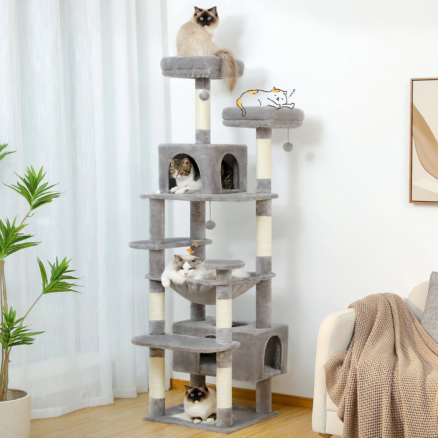 PAWZ Road Cat Tree Tower With Scratching Posts And Condos