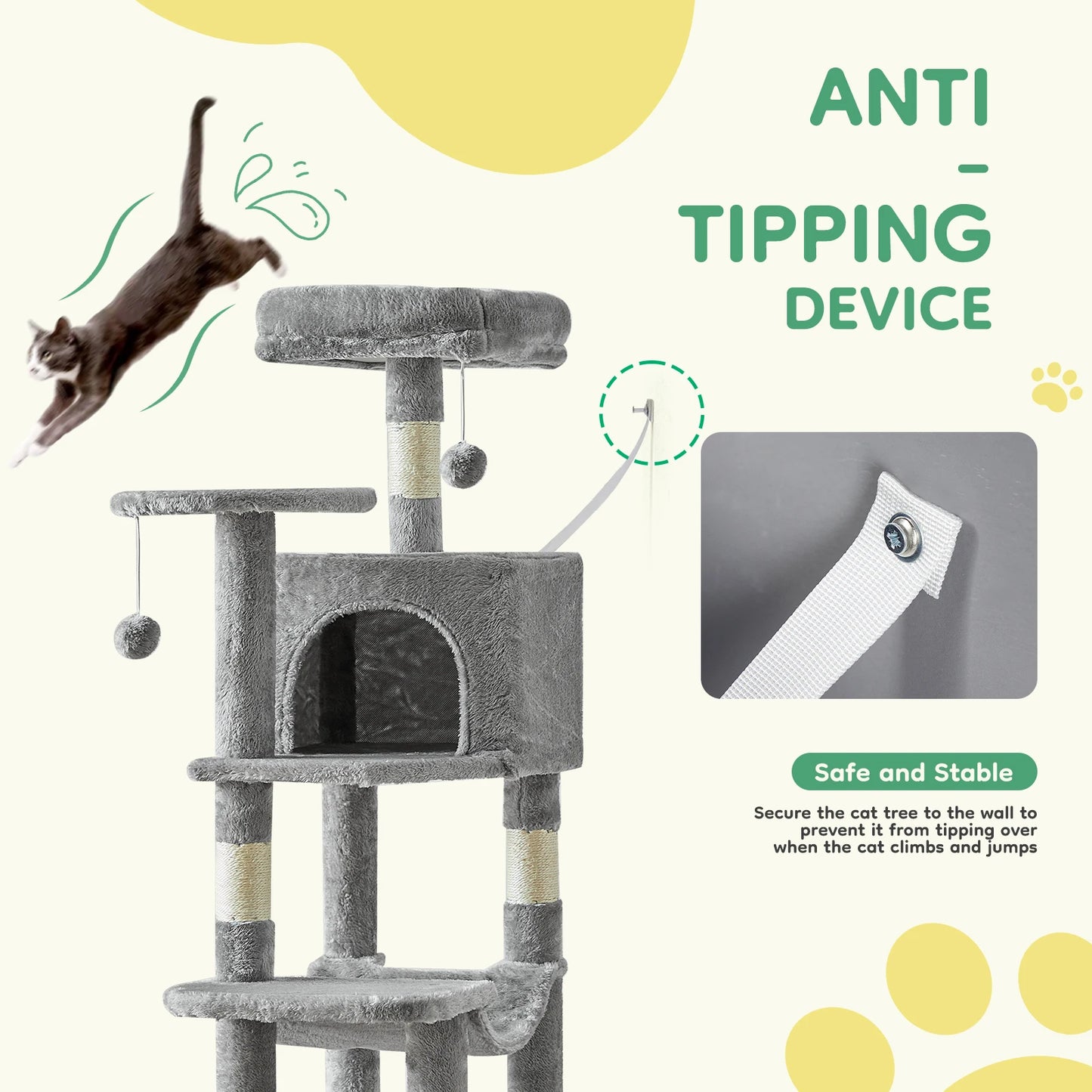 JHK Cat Tree MultiCat Climbing Tower With Sisal Posts