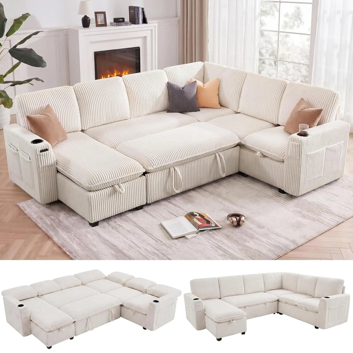 XIAOLANG Seven Seat Modular Sectional Sofa With Pull Out Bed